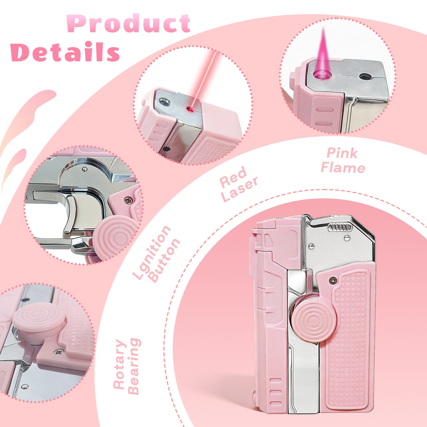 Fashion Fidget Spinner Windproof Lighter, Hidden Laser for Pet Play, DIY Kawaii Stickers, Gift Box for Her(Need to be inflated)