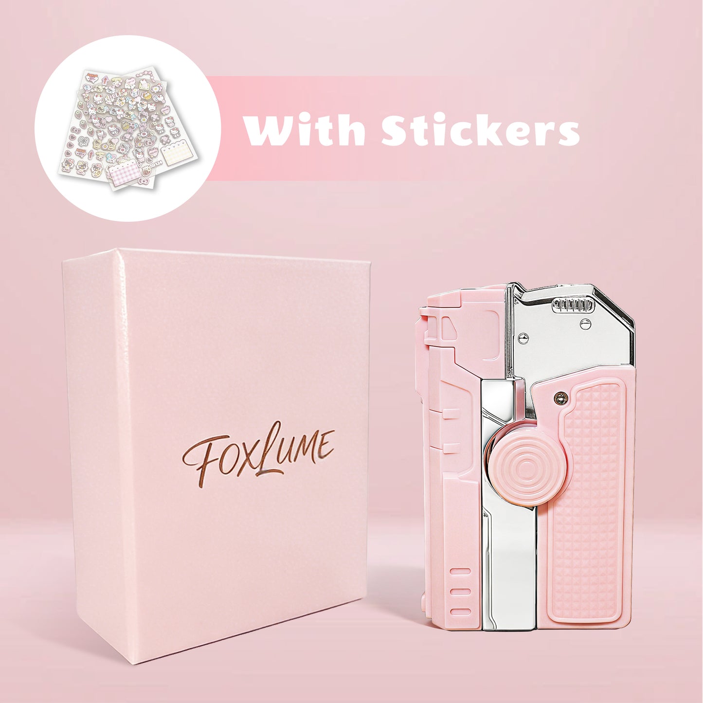 Fashion Fidget Spinner Windproof Lighter, Hidden Laser for Pet Play, DIY Kawaii Stickers, Gift Box for Her(Need to be inflated)