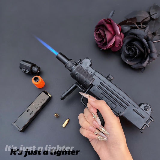 UZI Shape Windproof Cool Lighter-Adjustable,Refillable-Fashionable&Portable Decorative Item(Requires Inflation)