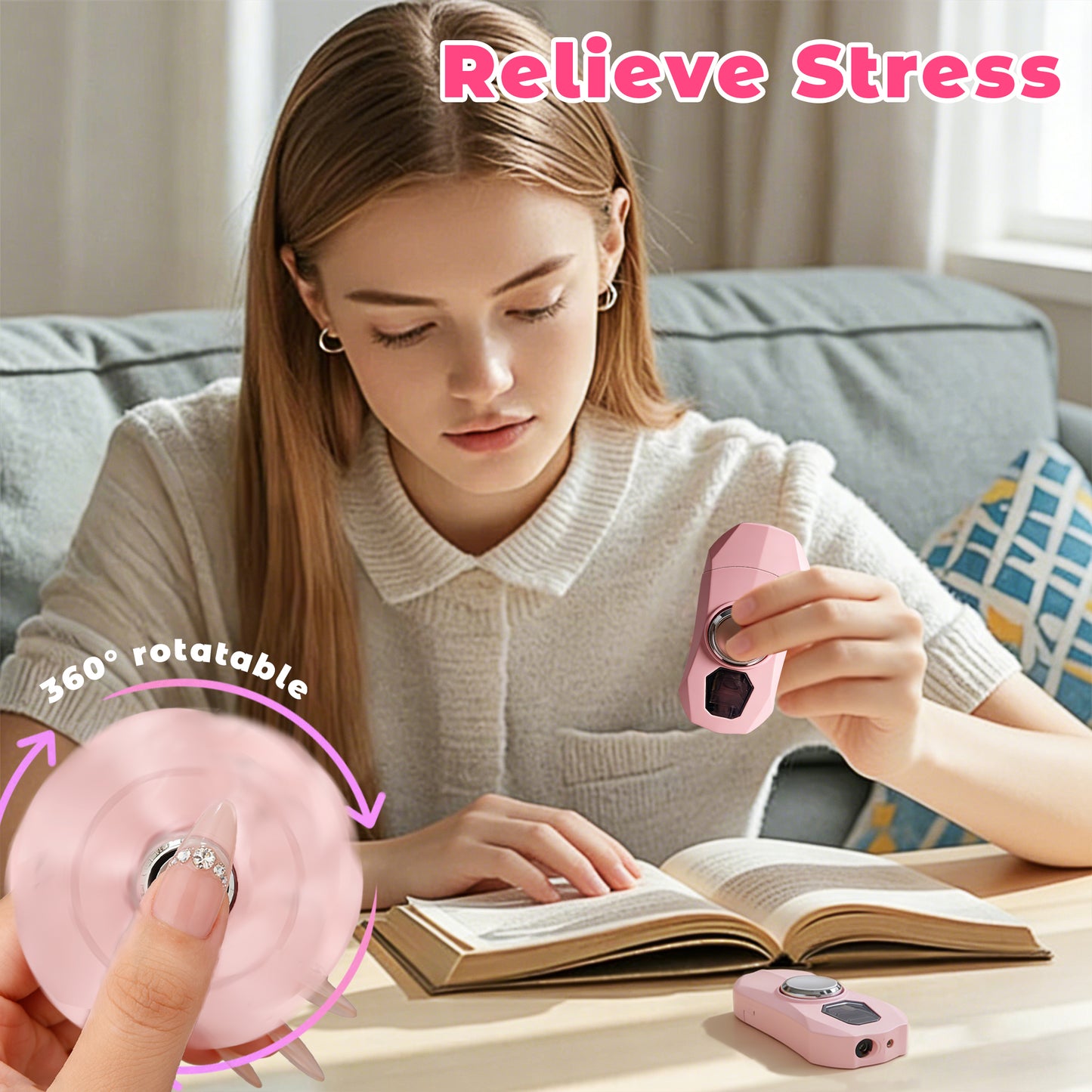 Cute Pink Sports Car Lighter & Rotatable Relaxation Toy 2-in-1