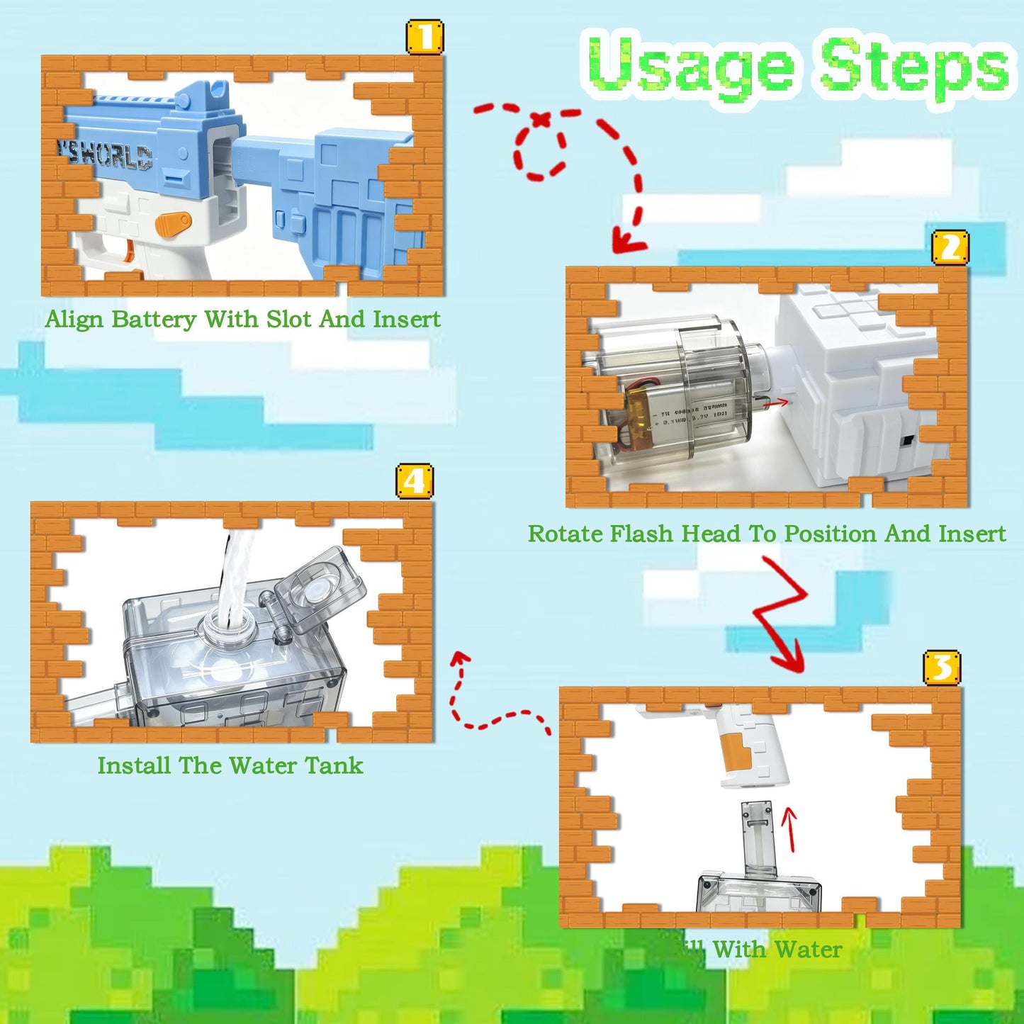 Pixel Brick Electric Water Blaster