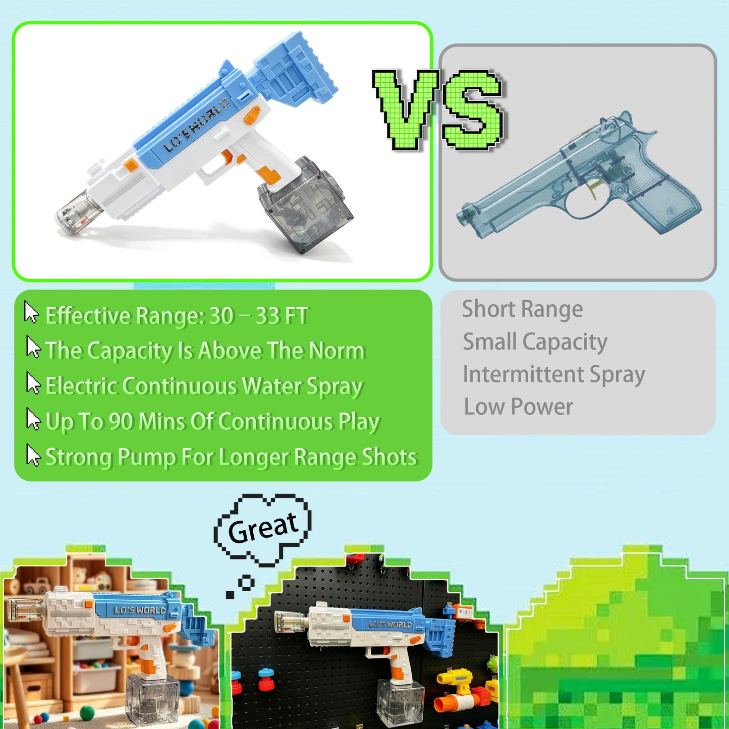 Pixel Brick Electric Water Blaster